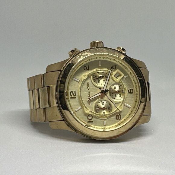 Michael Kors Runway MK8077 Men's Gold Stainless Steel Analog Dial Watch HME55 - Picture 6 of 11